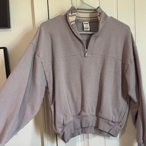PINK Victoria's Secret Half-Zip Fleece Pullover - Light Lavender